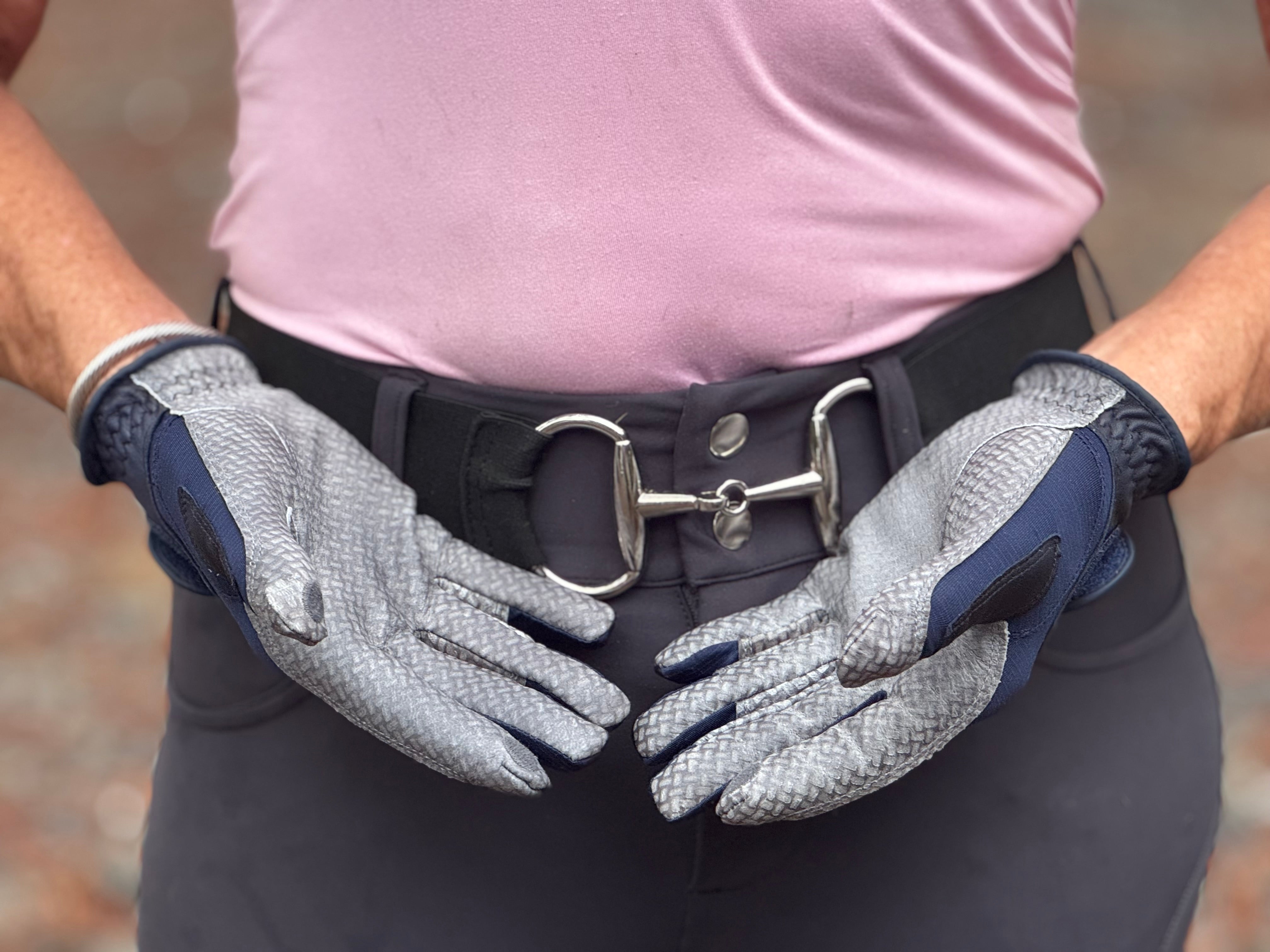 Oil-Tac Coppertech Leather Premium Riding Glove in Navy - Equine Exchange Tack Shop