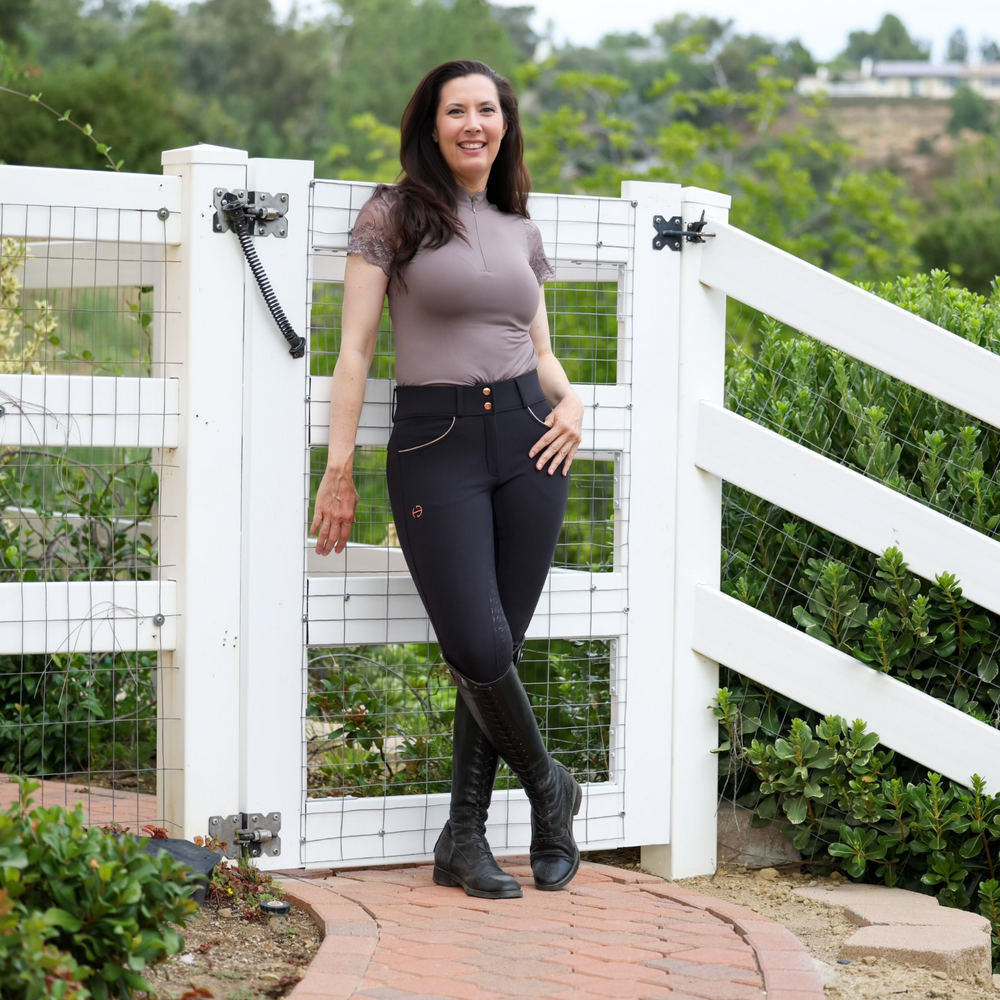 Evolution Full Seat Breeches - Black and Rose Gold - Equine Exchange Tack Shop