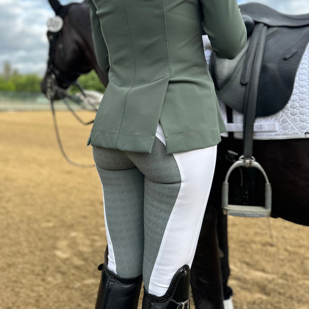 Megan Full Seat Competition Breeches - White with Grey Seat - Equine Exchange Tack Shop