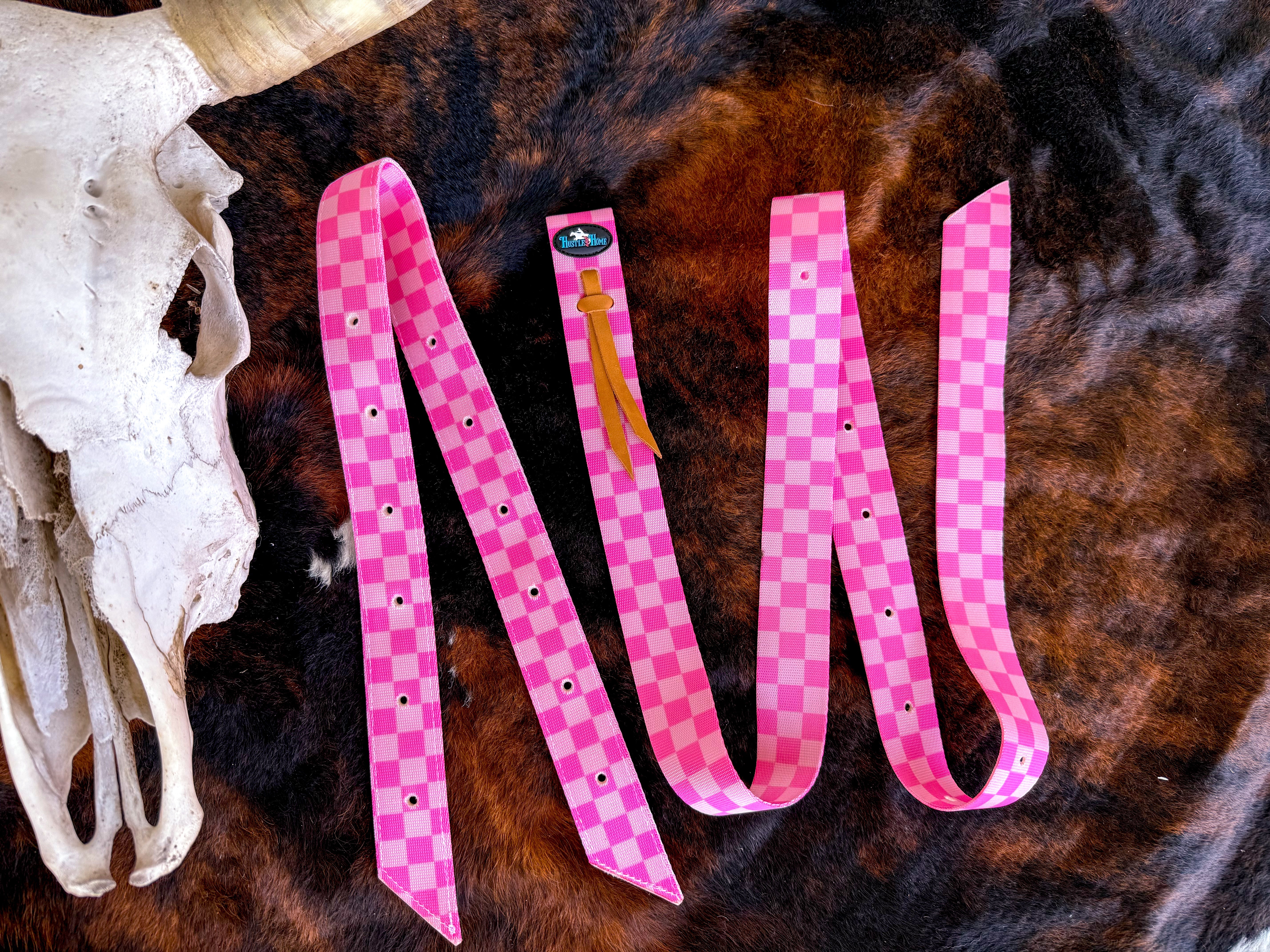 Checks Out (Pink/Pink) Cinch Strap Set - Equine Exchange Tack Shop