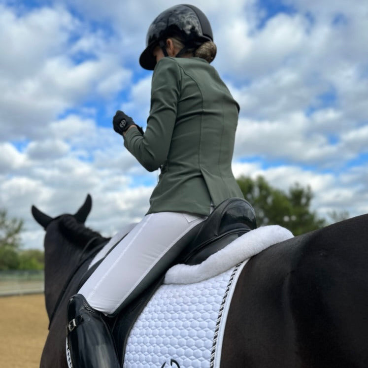 Megan Full Seat Competition Breeches - White with Grey Seat - Equine Exchange Tack Shop