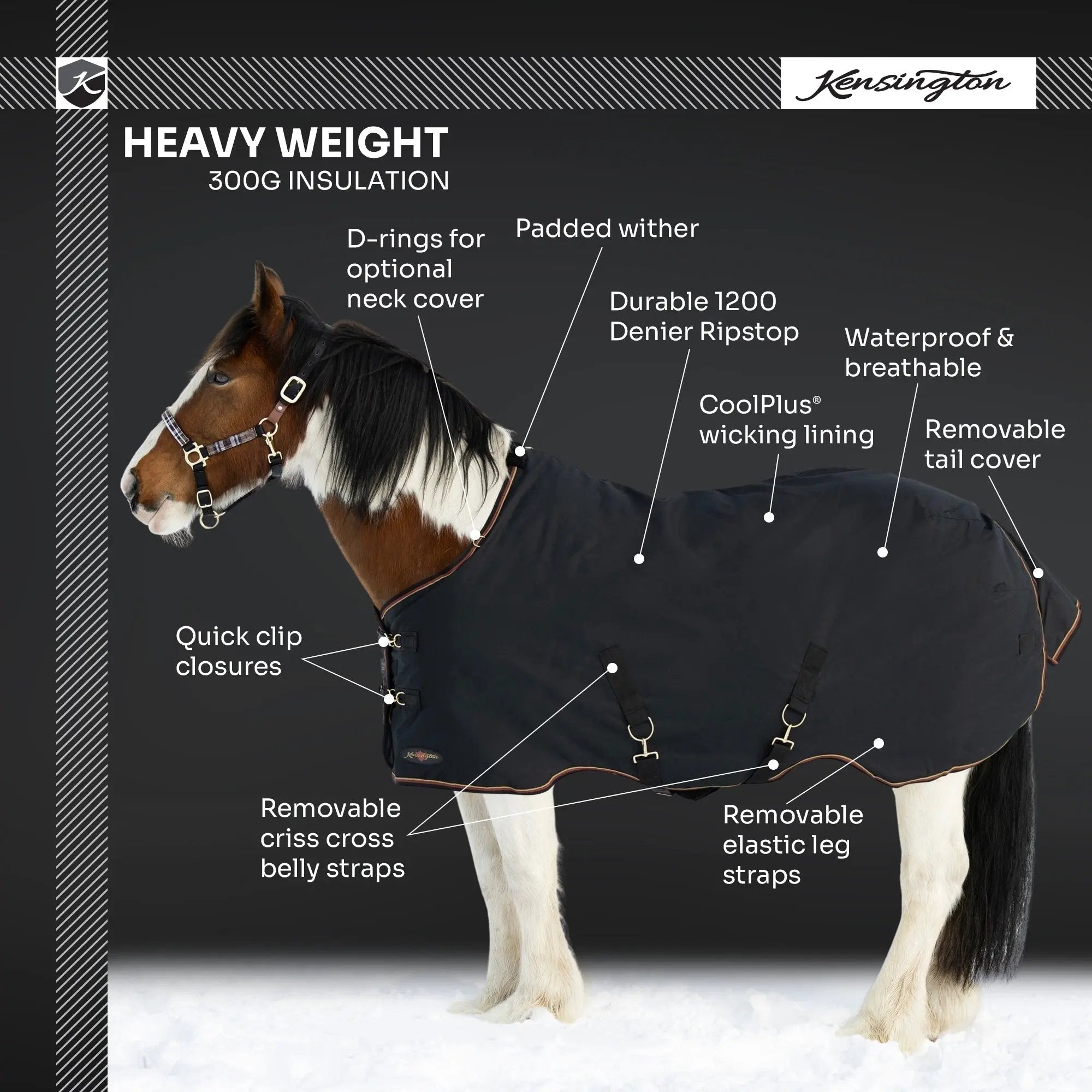 1200D 300G Heavy Weight Waterproof & Breathable Draft Winter Turnout Blanket - Equine Exchange Tack Shop