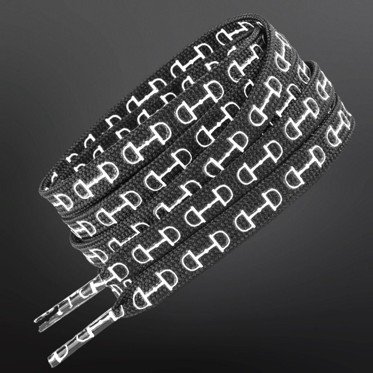 Western Equestrian Snaffle Bit Print Shoelaces 45”: White w/ Pink Print - Equine Exchange Tack Shop