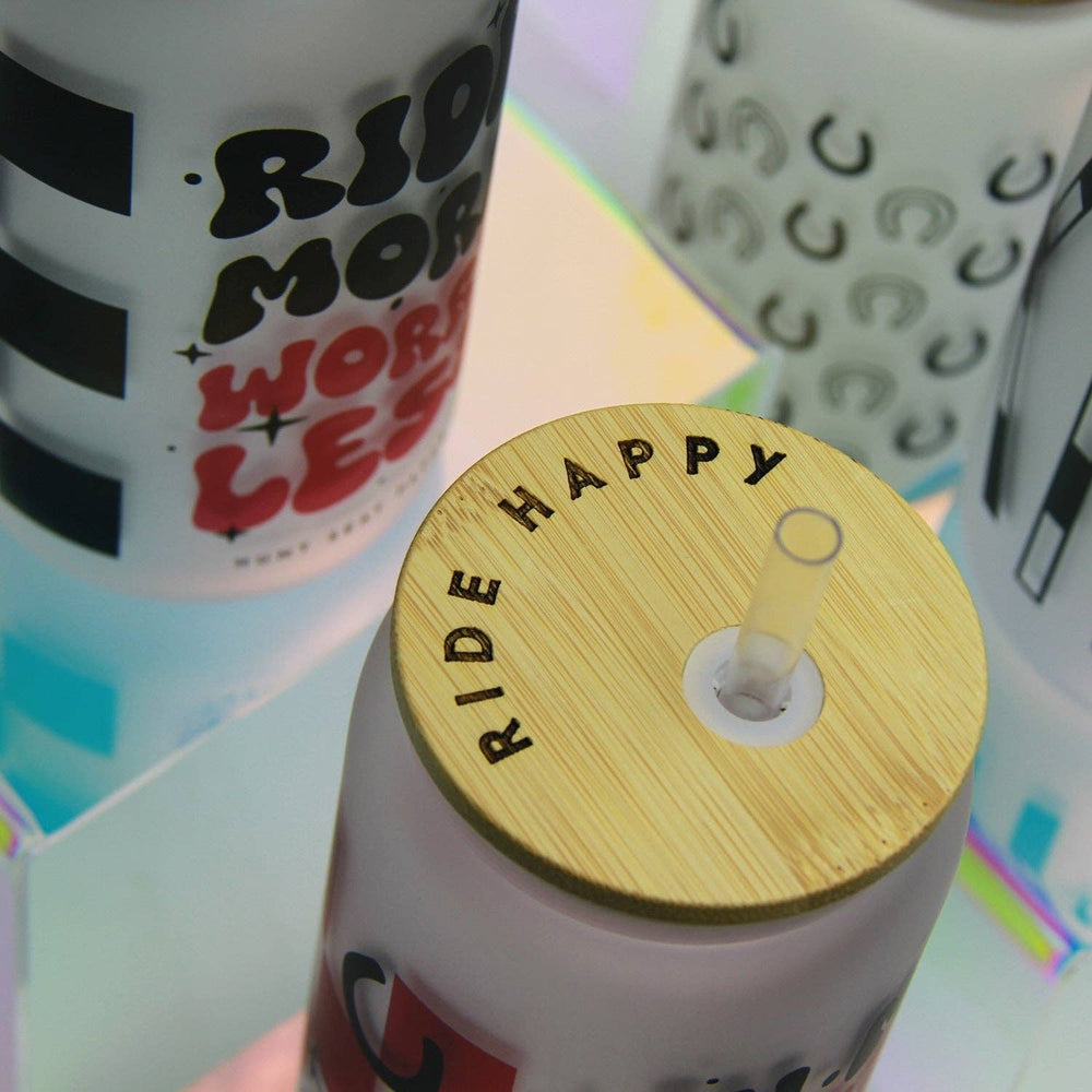 Liquid Courage Glass Tumbler with Bamboo Lid and Straw - Equine Exchange Tack Shop