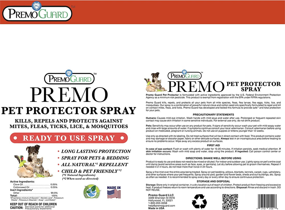Pet Protector 16 oz - Plant Based All Natural Non-Toxic - By Premo Guard - Equine Exchange Tack Shop