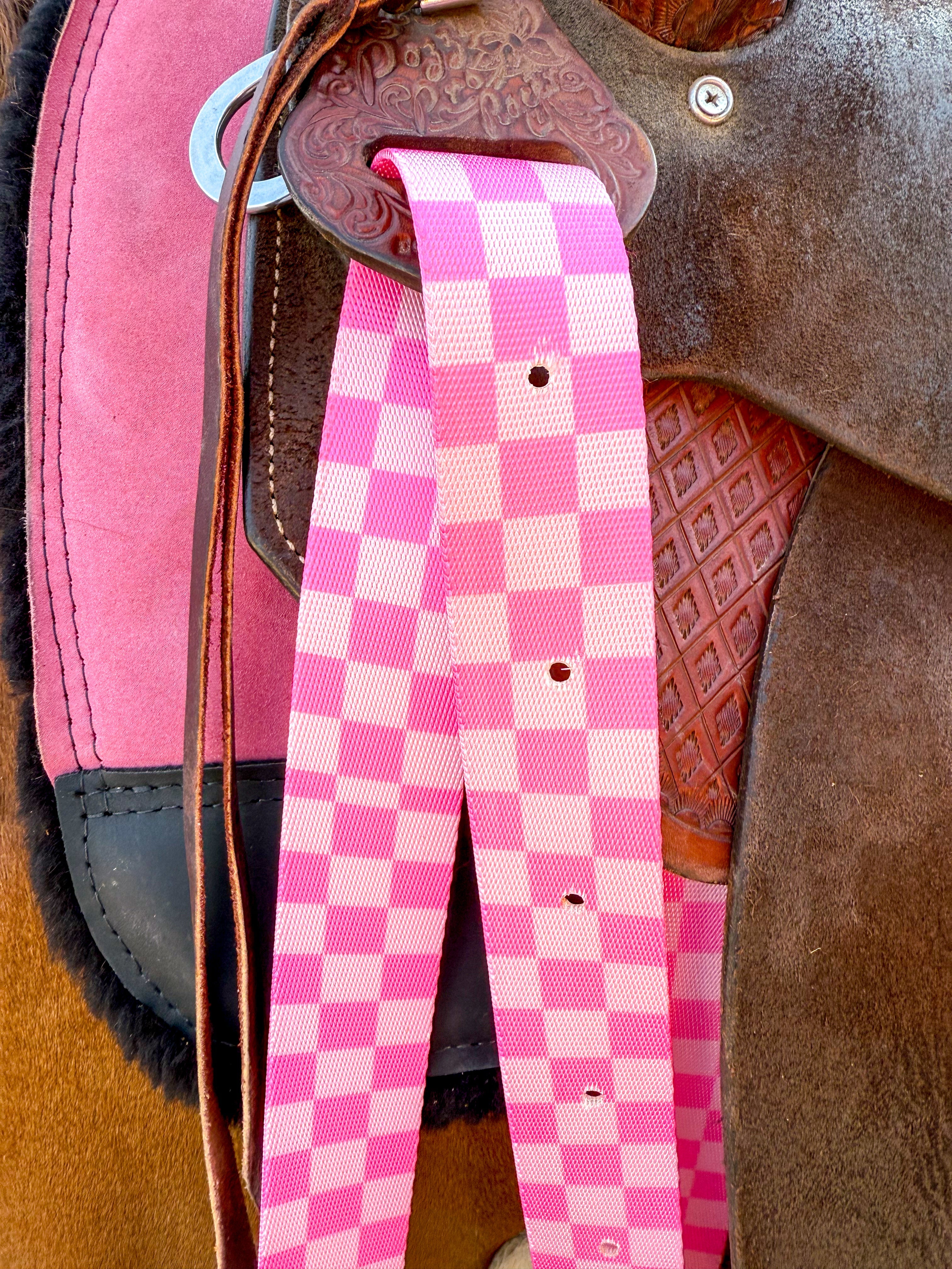 Checks Out (Pink/Pink) Cinch Strap Set - Equine Exchange Tack Shop