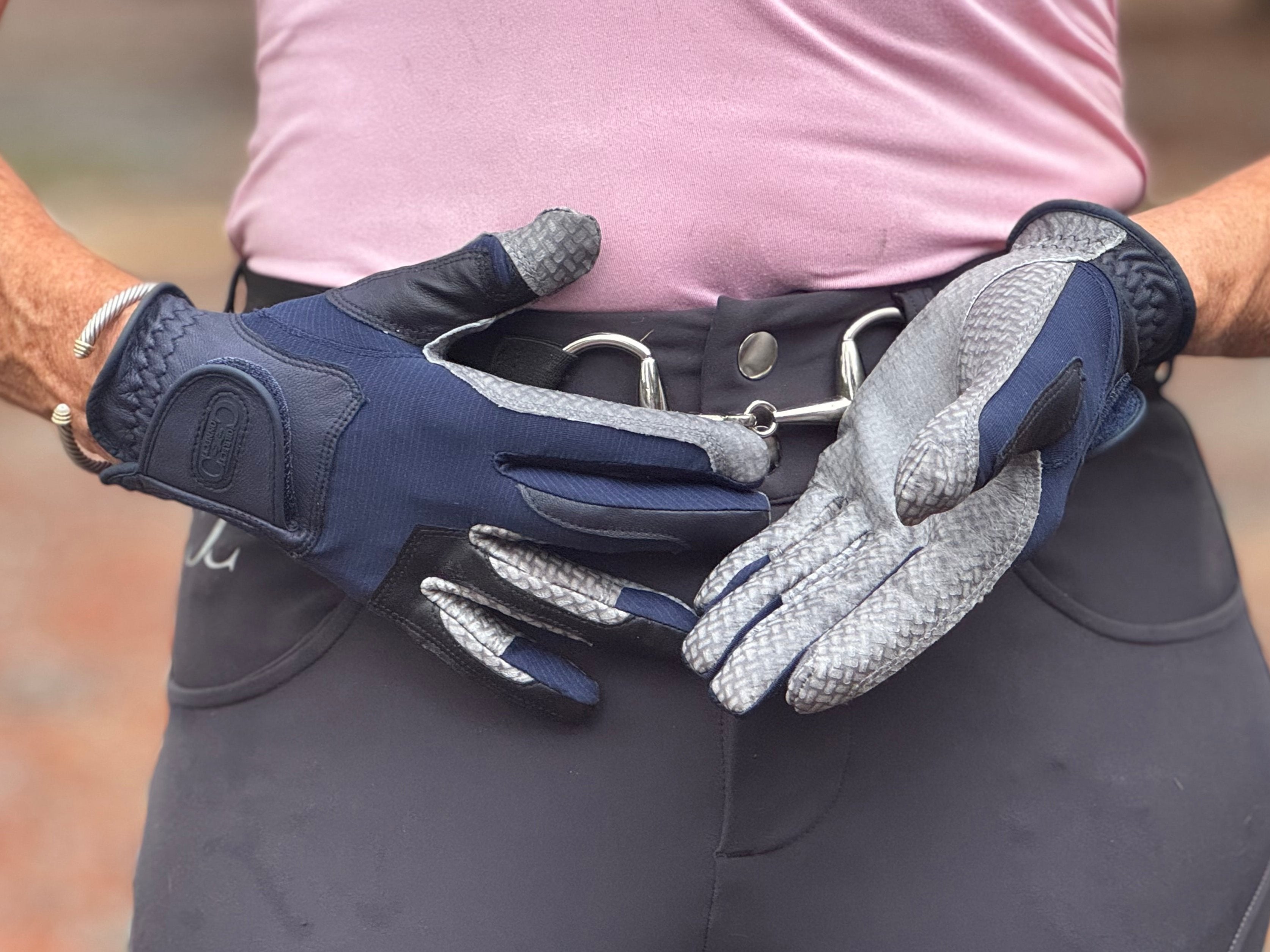Oil-Tac Coppertech Leather Premium Riding Glove in Navy - Equine Exchange Tack Shop