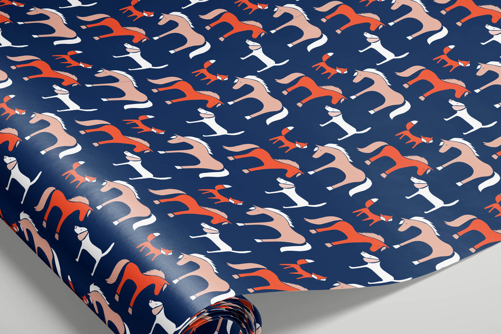 Foxy Wrapping Paper - Equine Exchange Tack Shop