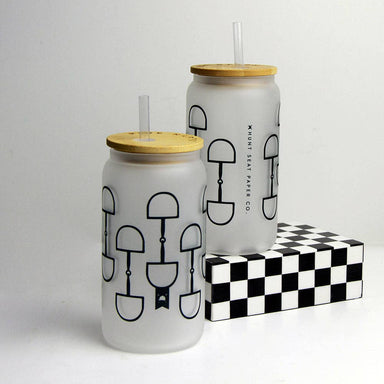 D-Ring Glass Tumbler with Bamboo Lid and Straw - Equine Exchange Tack Shop