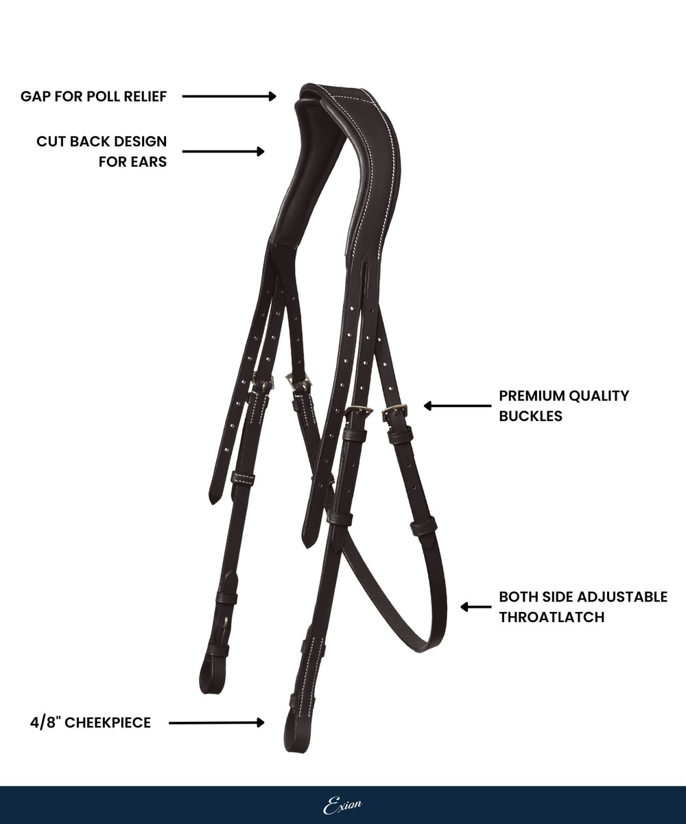 ExionPro Jumping Padded Wave Stitched Bridle Replacement Crown - Equine Exchange Tack Shop
