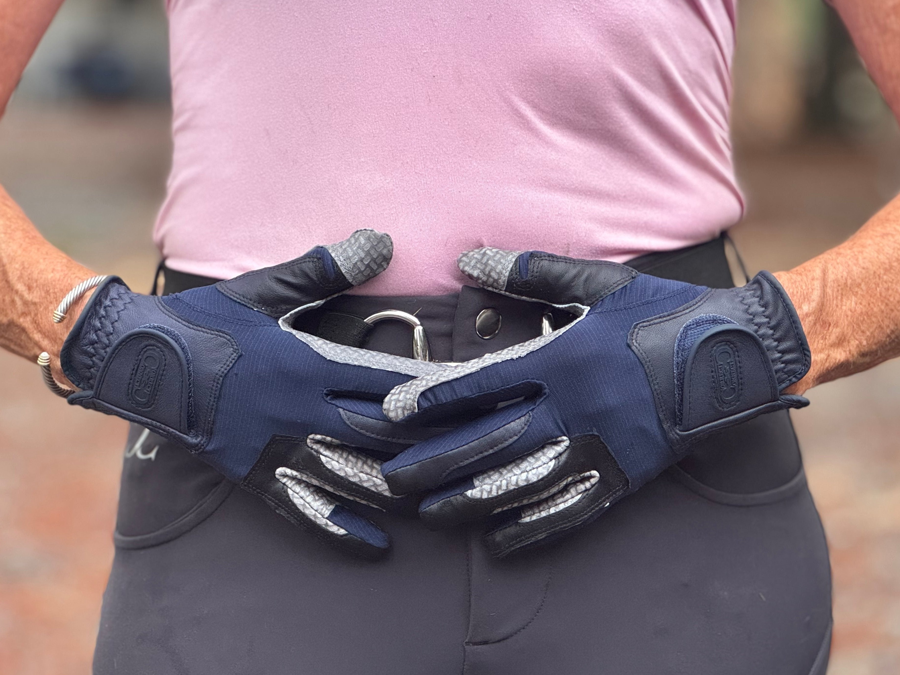 Oil-Tac Coppertech Leather Premium Riding Glove in Navy - Equine Exchange Tack Shop