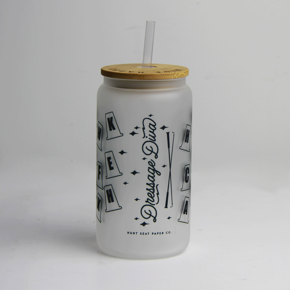 Dressage Diva Glass Tumbler with Bamboo Lid and Straw - Equine Exchange Tack Shop