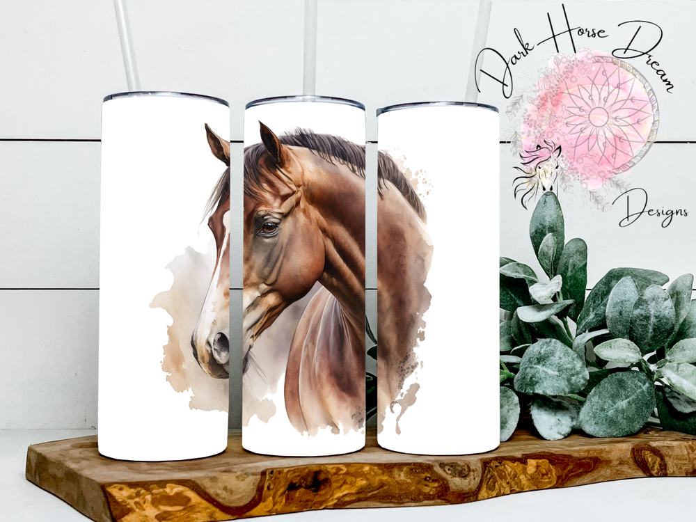 Bay Warmblood Horse Head Tumbler