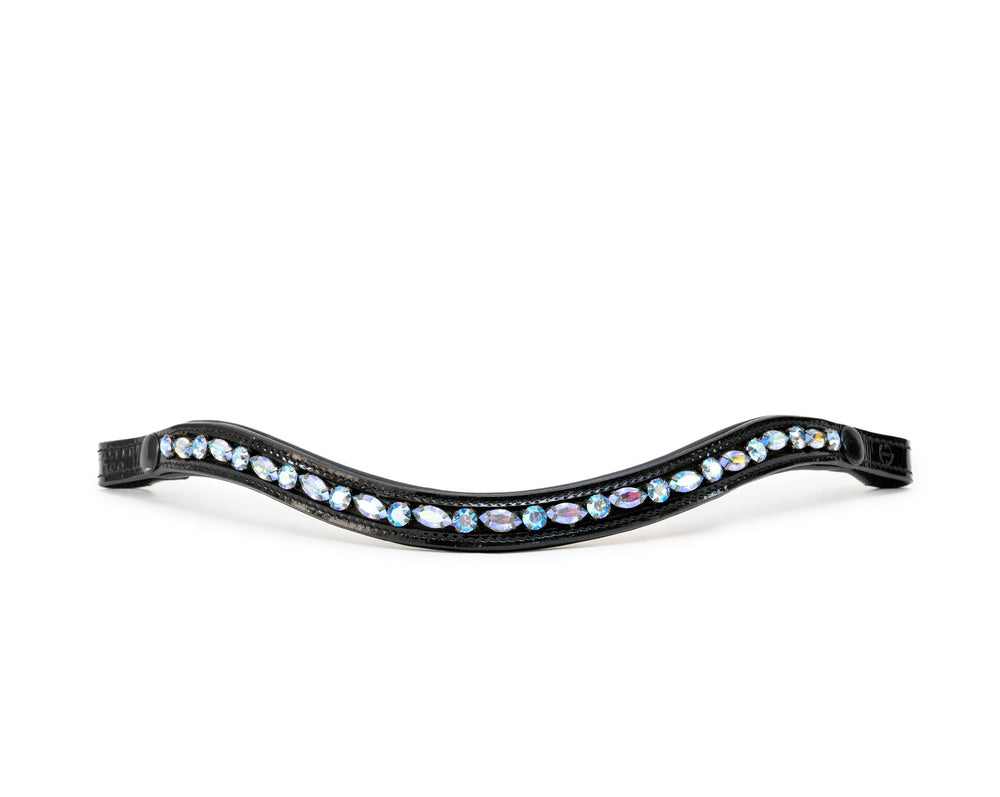 Paris Navette Crystal Patent Midline Browband - Light Sapphire Shimmer - Equine Exchange Tack Shop