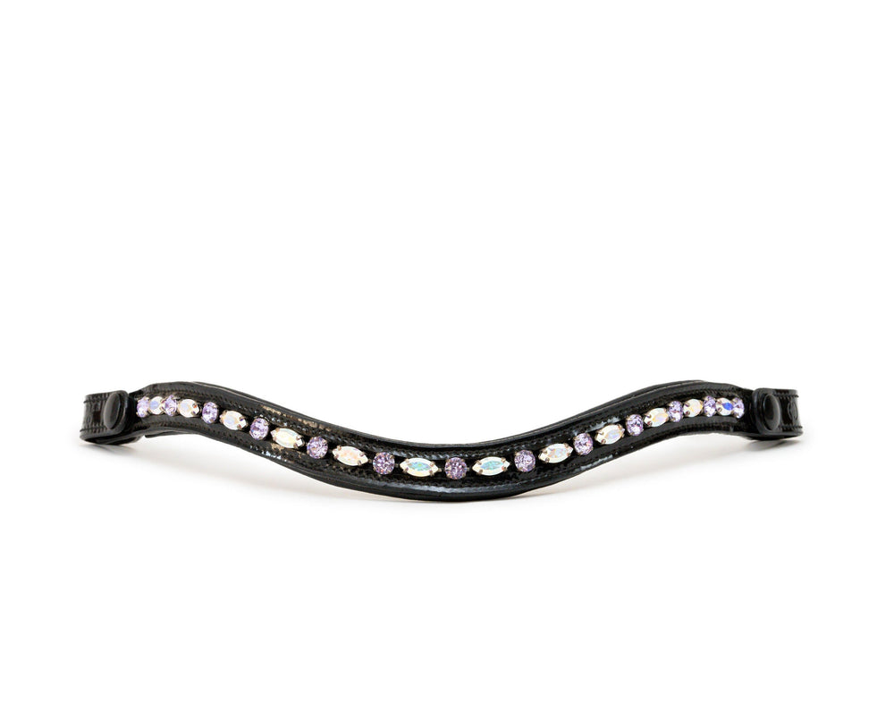Paris Navette Crystal Patent Midline Browband - AB & Light Amethyst - Equine Exchange Tack Shop
