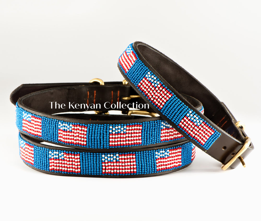 American Flag Beaded Dog Collar - Equine Exchange Tack Shop