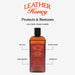 Leather Honey Leather Conditioner bottle showing the product label and applicator brush for conditioning leather goods.
