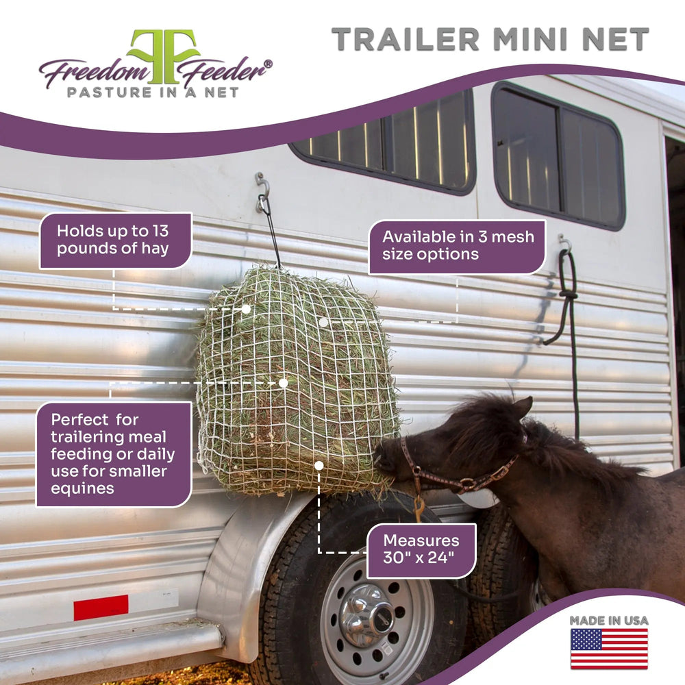 Freedom Feeder Trailer/Mini Net - 2 Flake Capacity - 3 Slow Feed Mesh Options - Equine Exchange Tack Shop