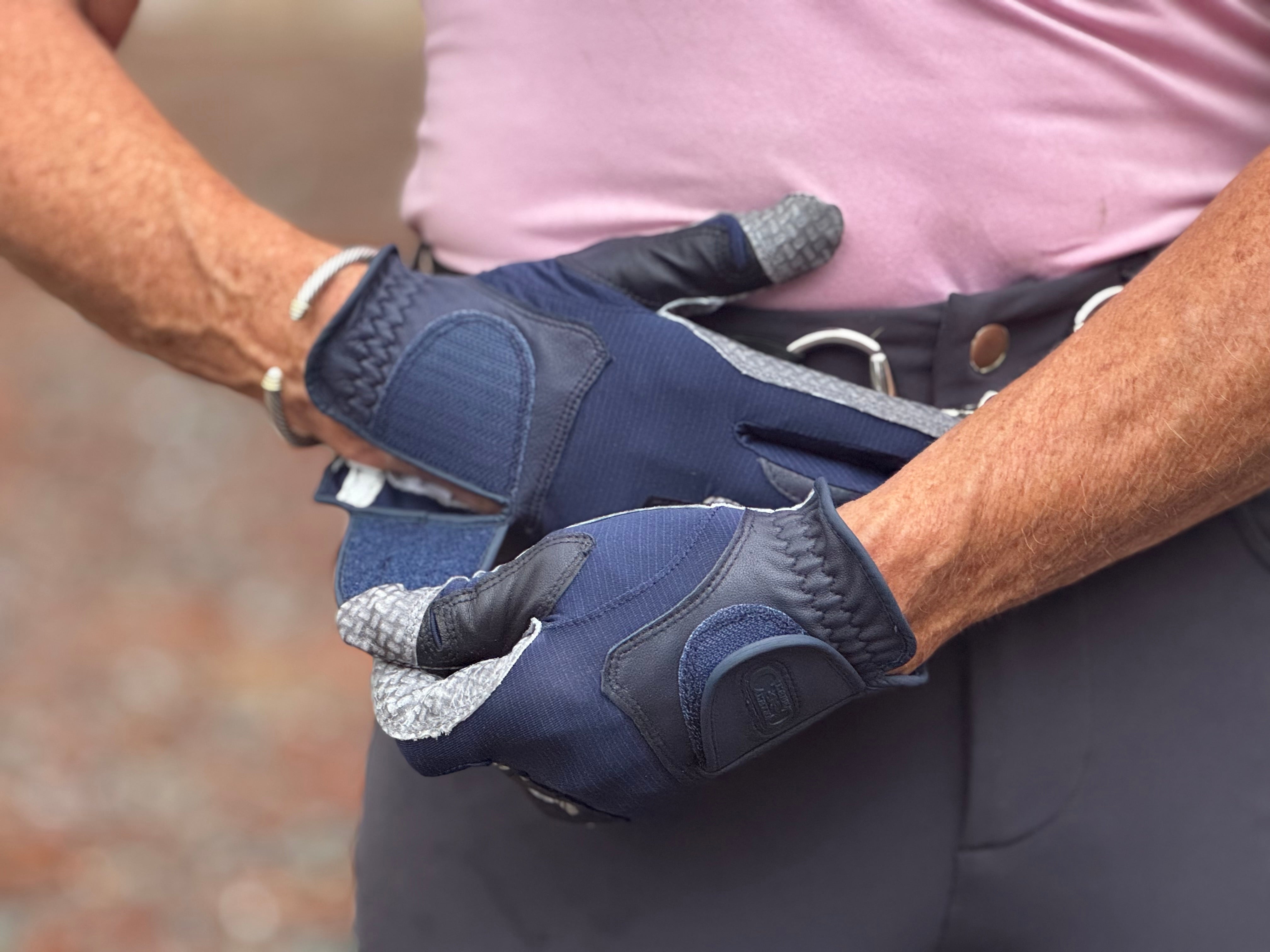 Oil-Tac Coppertech Leather Premium Riding Glove in Navy - Equine Exchange Tack Shop