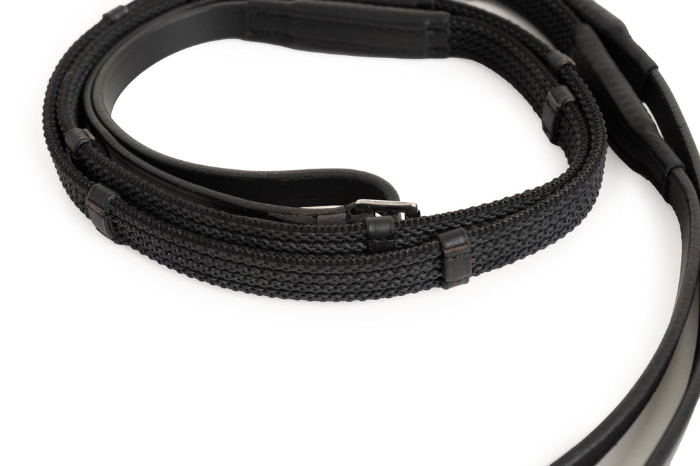 Sure Grip Rubber Reins with 4" Rein Stops-Superb Slim Rubber Woven Grip - Equine Exchange Tack Shop