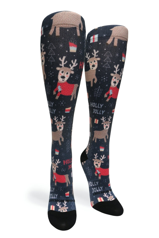 Holly Jolly Compression Socks - Equine Exchange Tack Shop