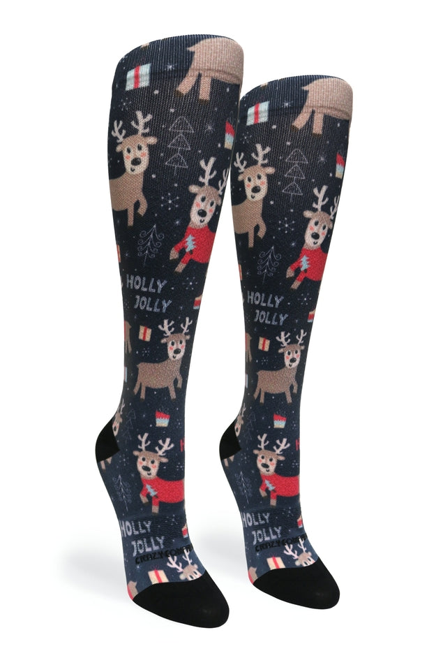 Holly Jolly Compression Socks - Equine Exchange Tack Shop