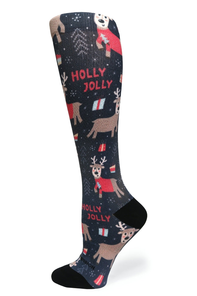 Holly Jolly Compression Socks - Equine Exchange Tack Shop