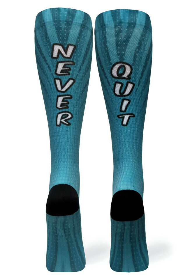 Never Quit Blue Compression Socks - Equine Exchange Tack Shop