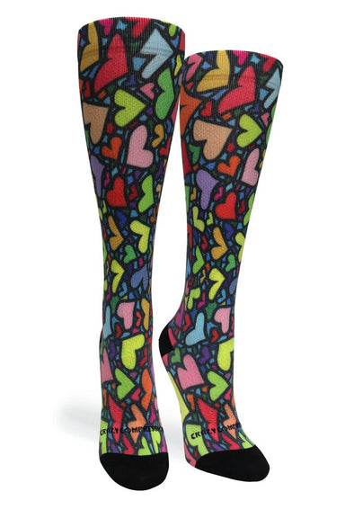 Stain Glass Hearts Compression Socks - Equine Exchange Tack Shop