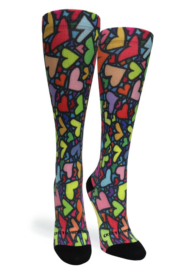 Stain Glass Hearts Compression Socks - Equine Exchange Tack Shop