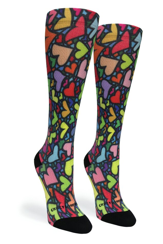 Stain Glass Hearts Compression Socks - Equine Exchange Tack Shop