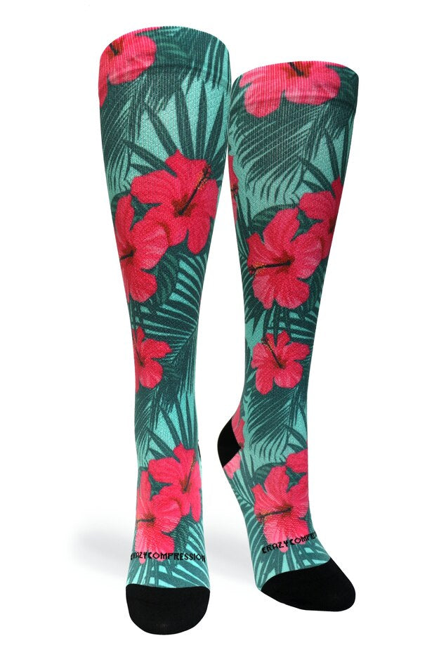 Tropical Hibiscus Compression Socks - Equine Exchange Tack Shop