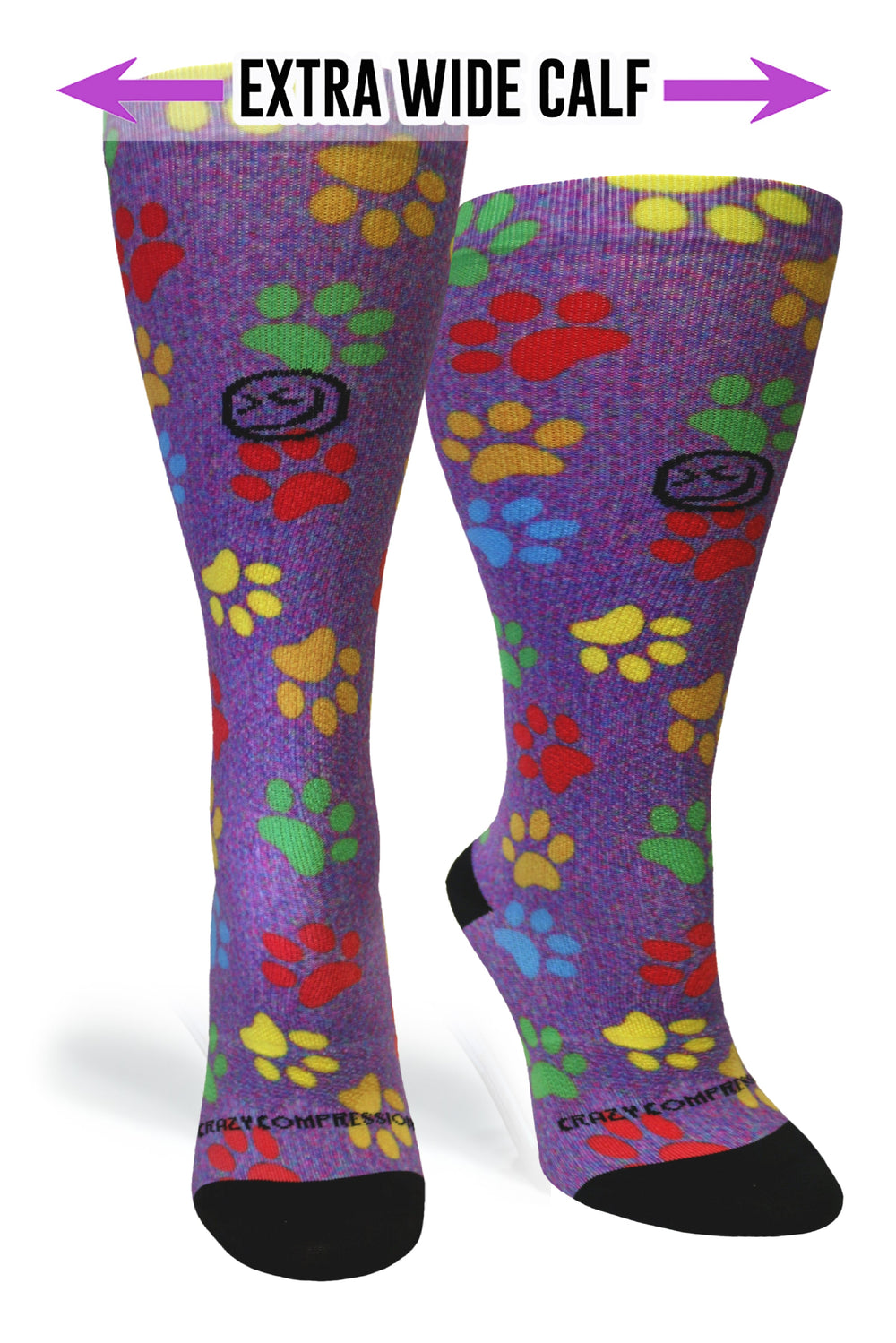 Paw Prints Station Purple Compression Socks - Equine Exchange Tack Shop