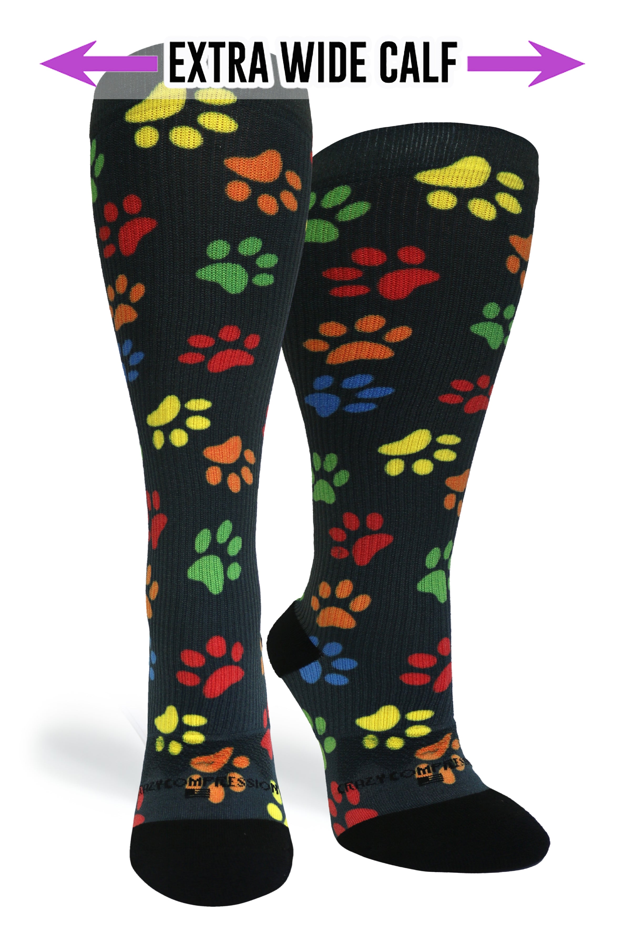 Paw Prints Black Compression Socks - Equine Exchange Tack Shop