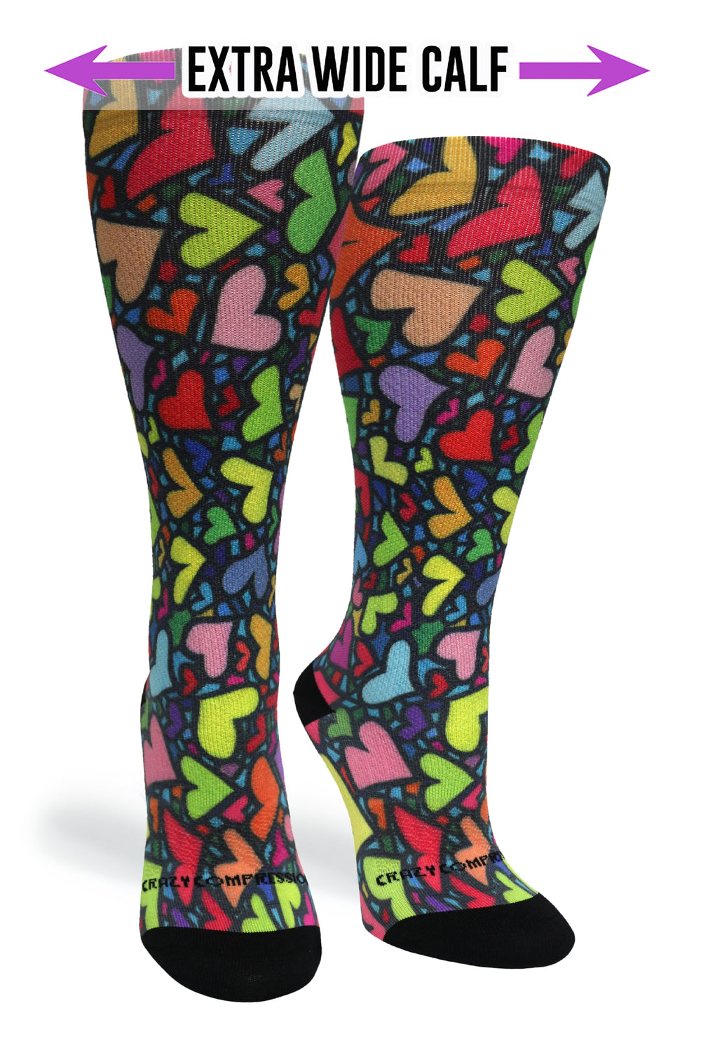 Stain Glass Hearts Compression Socks - Equine Exchange Tack Shop
