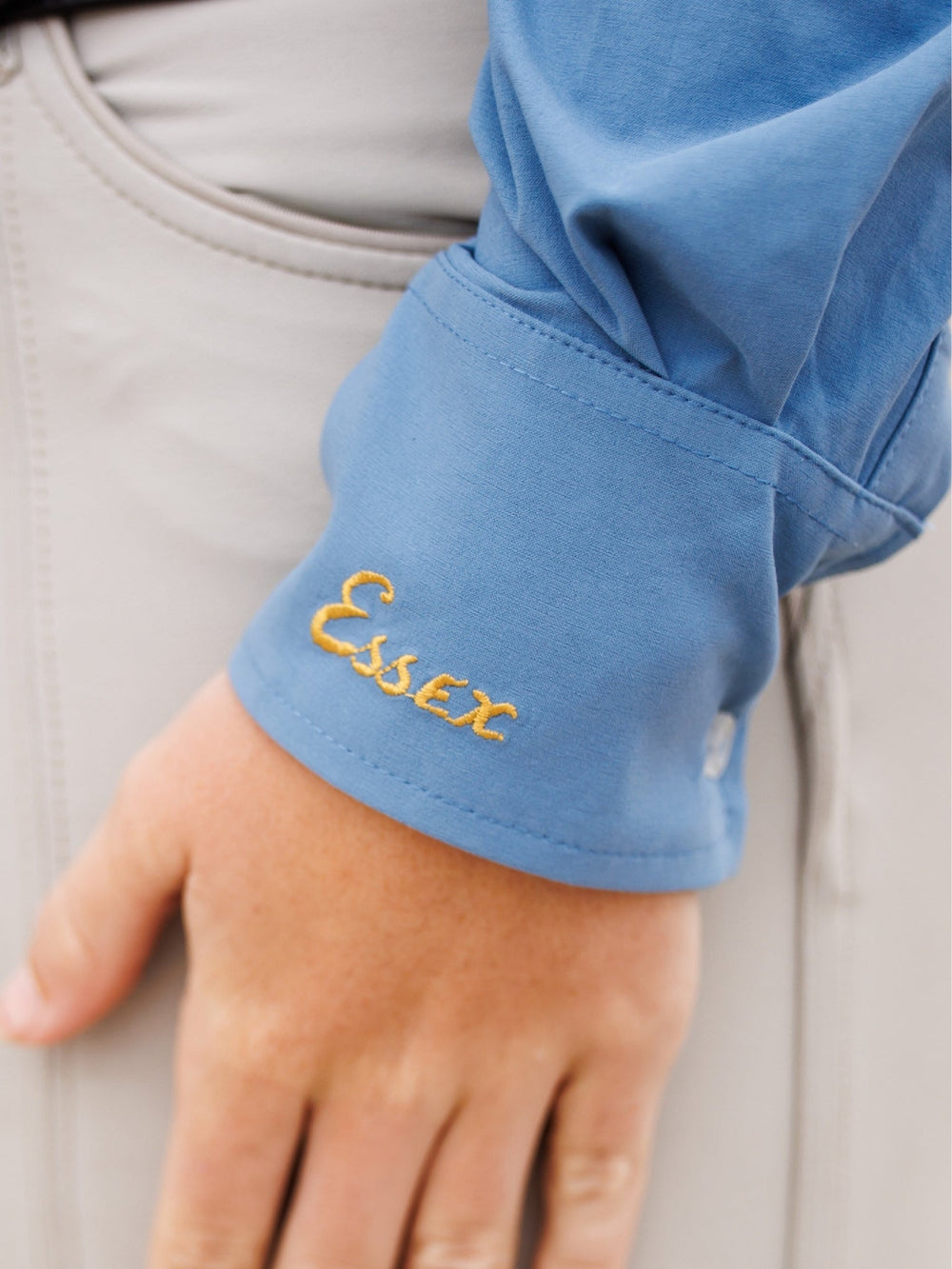 Dora II Schooling Shirt - Blue with Golden Snaffle Trim