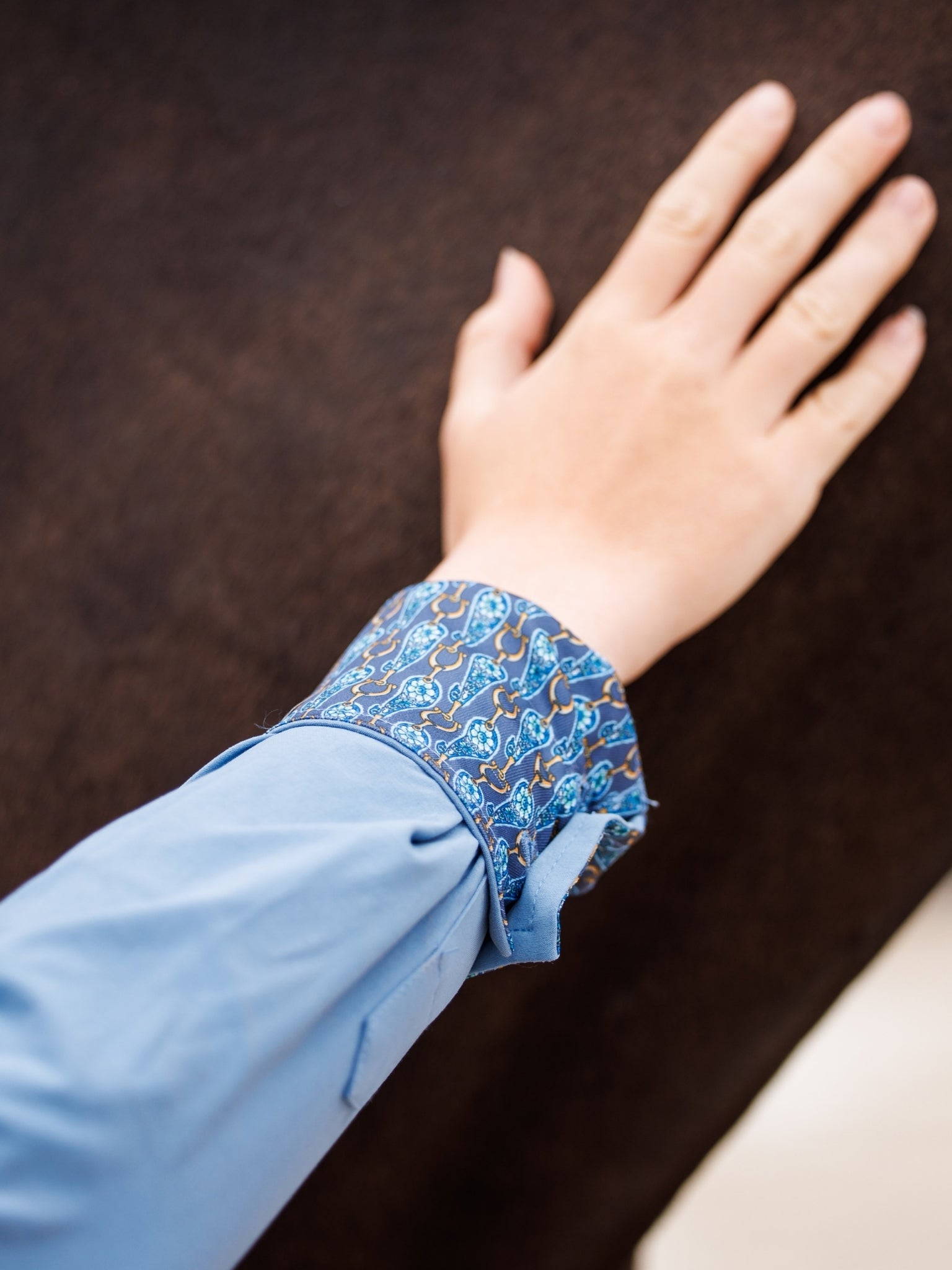 Dora II Schooling Shirt - Blue with Golden Snaffle Trim