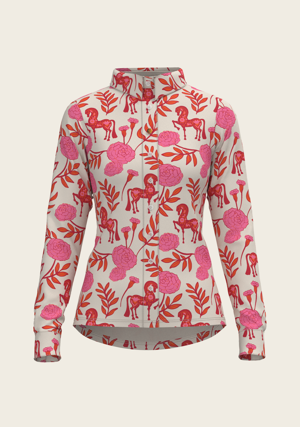 Peony in Pink Ladies Casual Button Shirt - Equine Exchange Tack Shop