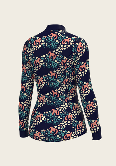 Cavallo in Teal in Navy Quarter Zip Sun Shirt - Equine Exchange Tack Shop