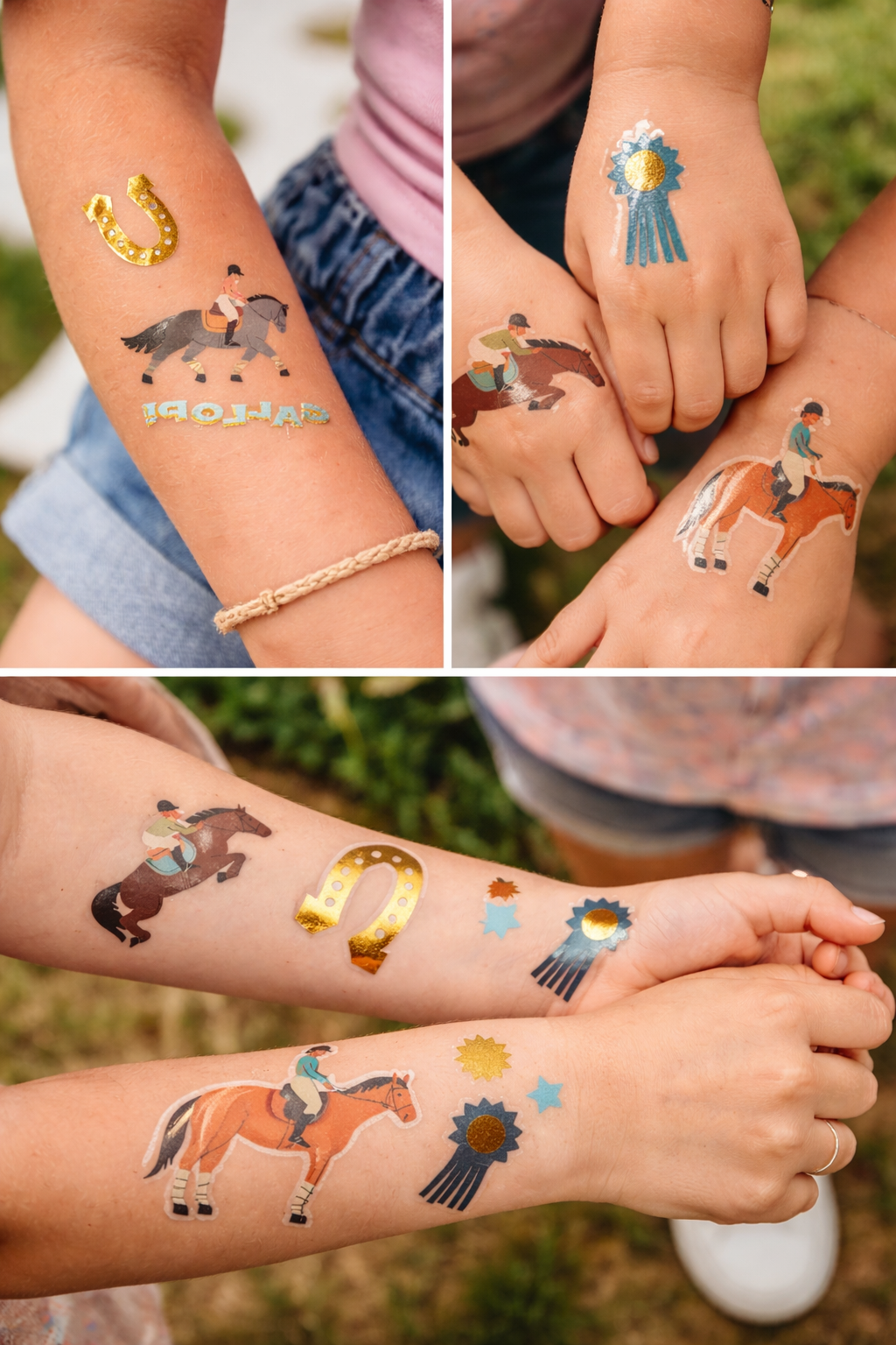 Equestrian Temporary Tattoos for Kids – Metallic Foil Horse & Riding Designs | POP Party Supplies  