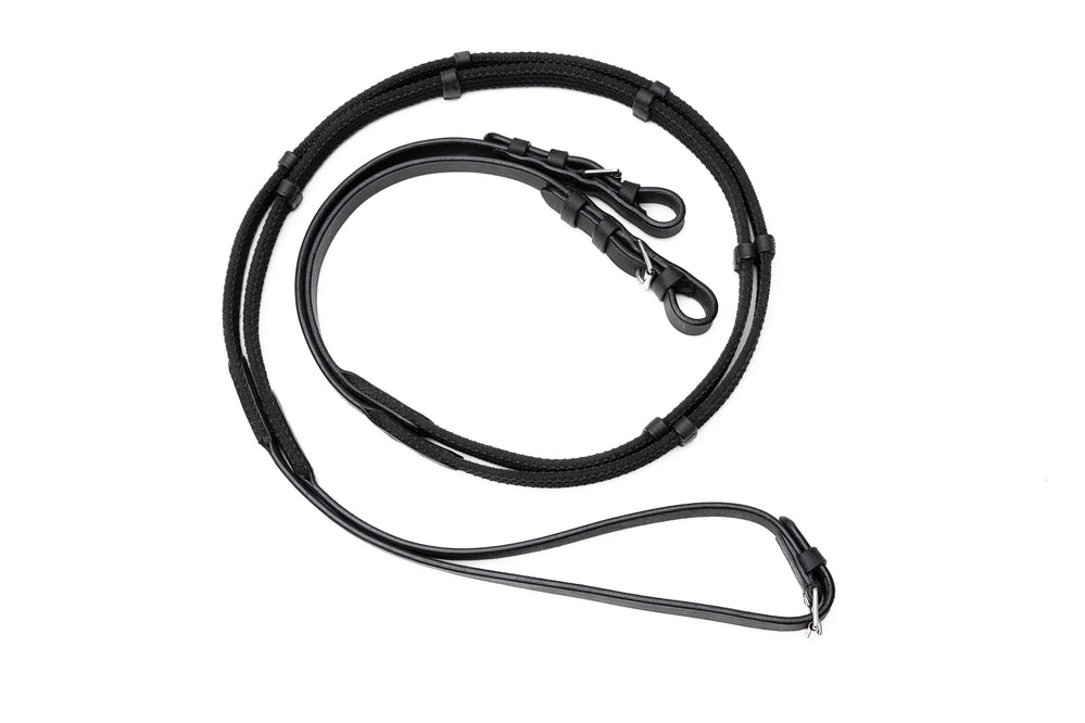 Sure Grip Rubber Reins with 4" Rein Stops-Superb Slim Rubber Woven Grip - Equine Exchange Tack Shop