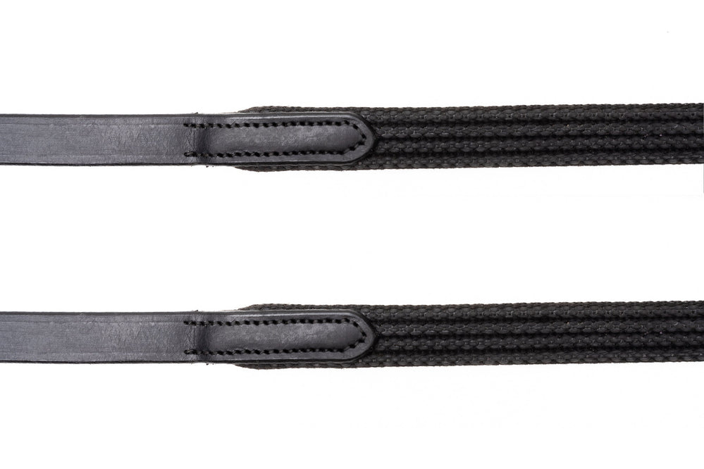 Sure Grip Rubber Reins with 4" Rein Stops-Superb Slim Rubber Woven Grip - Equine Exchange Tack Shop