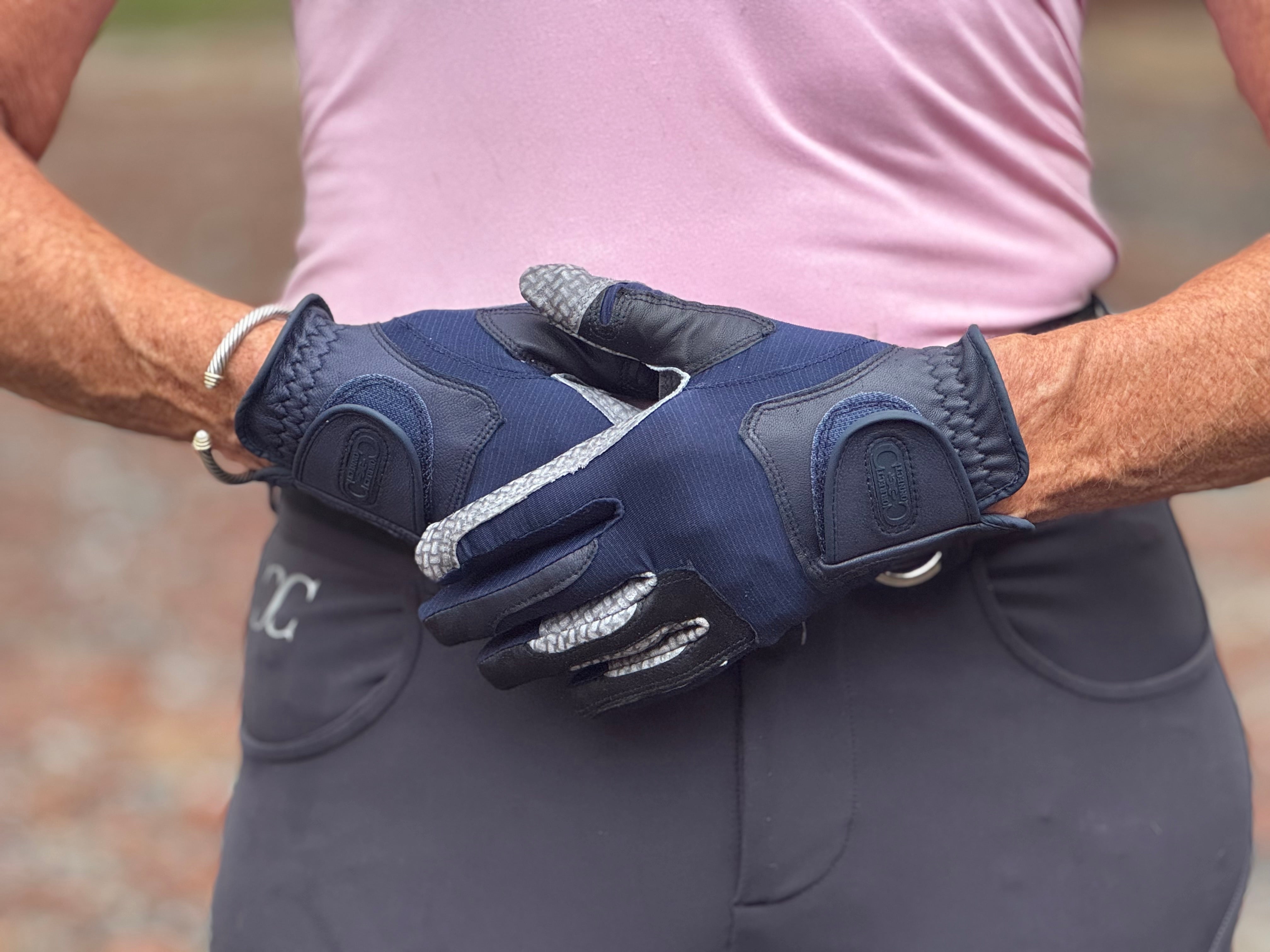 Oil-Tac Coppertech Leather Premium Riding Glove in Navy - Equine Exchange Tack Shop