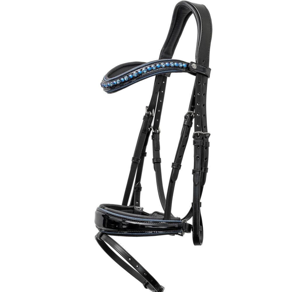 The Bluebell - Navy Patent Leather Snaffle Bridle with REMOVABLE FLASH - Equine Exchange Tack Shop