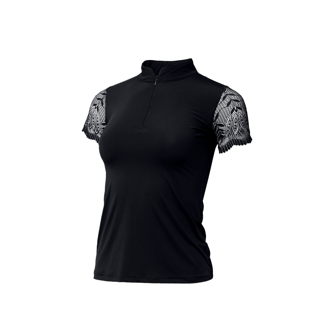 Charlie Short Sleeve Lace Riding Shirt - Black - Equine Exchange Tack Shop