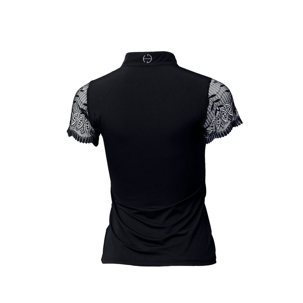 Charlie Short Sleeve Lace Riding Shirt - Black - Equine Exchange Tack Shop
