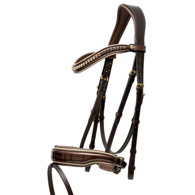 The Catalonia Metallic Bronze Leather Snaffle Bridle with Removable Flash - Equine Exchange Tack Shop