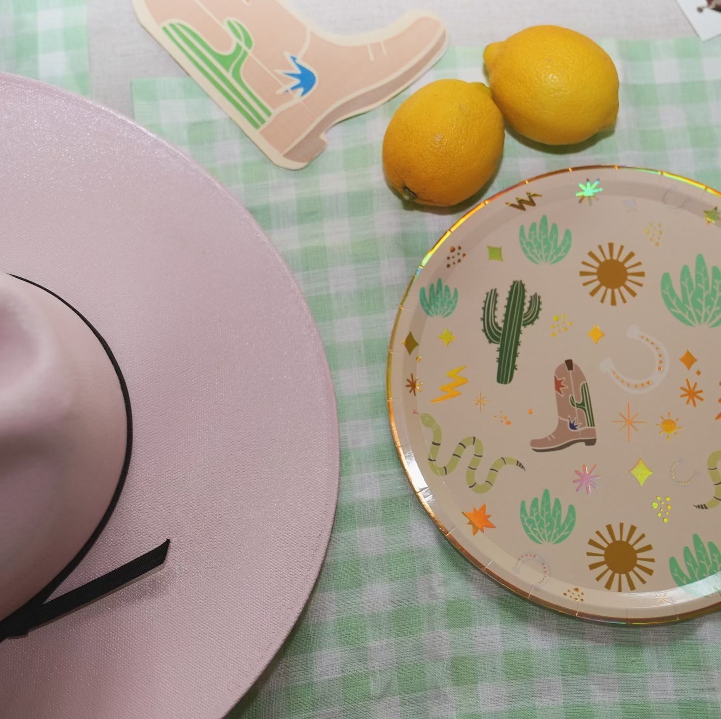 Western Cowboy Paper Plates – Boots, Cactus & Snake Catcher Design (x 12)