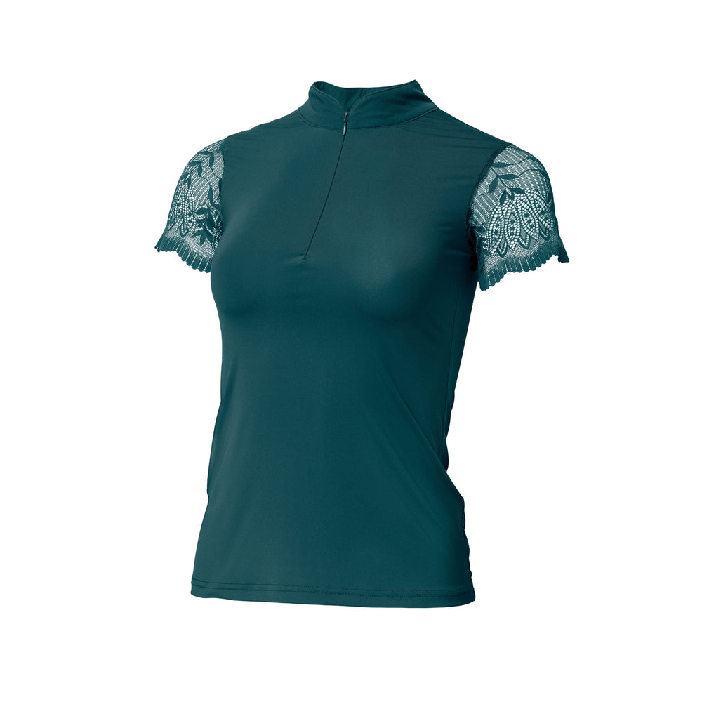 Charlie Short Sleeve Lace Riding Shirt - Emerald Green - Equine Exchange Tack Shop