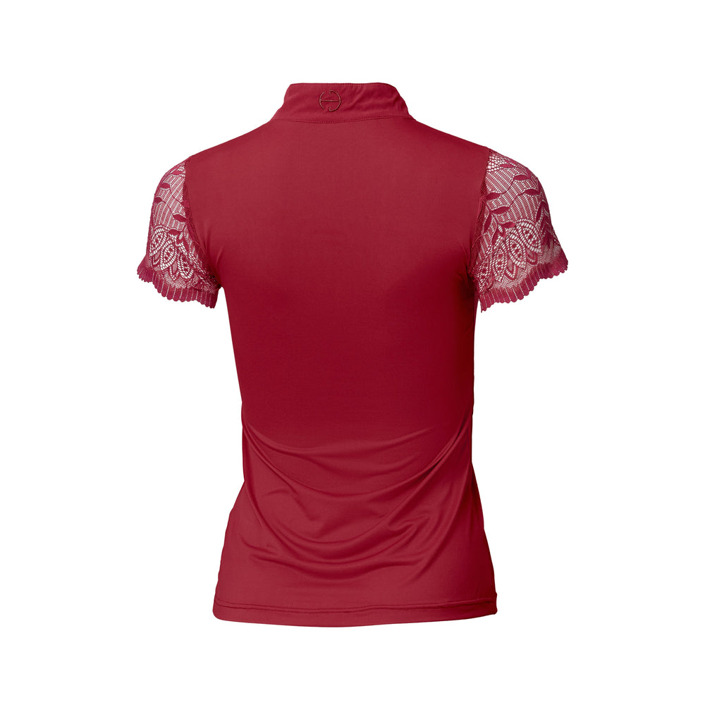 Charlie Short Sleeve Lace Riding Shirt - Cherry Red - Equine Exchange Tack Shop